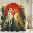 thumbnail image 3 of Cheetah Shower Curtain, Boho Tropical Jungle Safari Wildlife Animal Fabric Shower Curtain, Flower Plants Leopard Shower Curtain for Bathroom, with Hooks, Bathroom Curtain, 70X70IN, 3 of 4