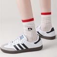 thumbnail image 5 of Womens Cute Cartoon Embroidered Crew Socks 3-Pair Pack Fun Patterned Cotton Knit Soft and Stretchy Casual Style - 3 pcs-C, 5 of 7