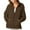Coffee, variant on Lindreshi Womens Full-Zip Hooded Sweatshirt Women's Loose Long Sleeve Casual Zipper Tops Blouse with Pocket Sweatshirt Jackets