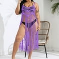 thumbnail image 3 of Xuyuer Plus Size Beach Swimsuit Cover Up Women Crochet Bikini Coverups Summer Pool Swimwear Tassel Dress, 3 of 6