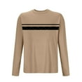 thumbnail image 3 of Zylanna Men's Long Sleeve T-Shirts, Striped Crew Neck Stretchy Activewear Casual Tops for Sport Khaki, 3 of 3