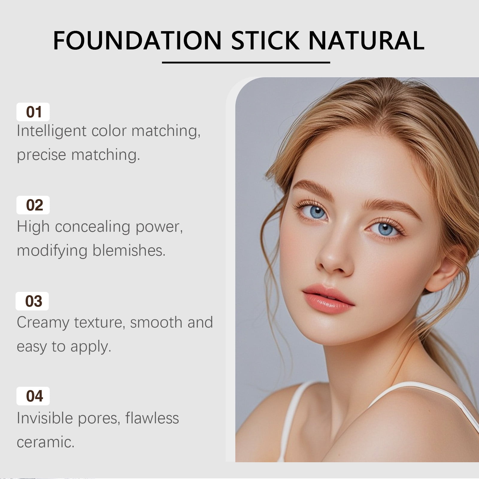 Alvantor Color Changing Foundation Stick, Korean Blanc Effect, Hydrating Formula, 0.46oz