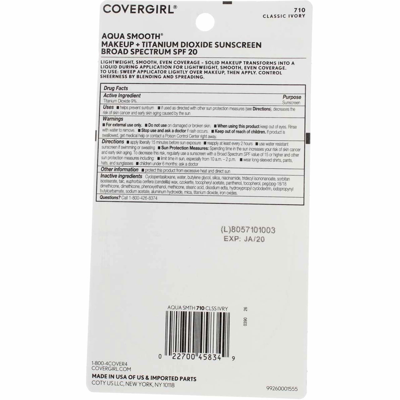 CoverGirl Smoothers AquaSmooth Compact Foundation, Classic Ivory [710] 0.40 oz (Pack of 4)