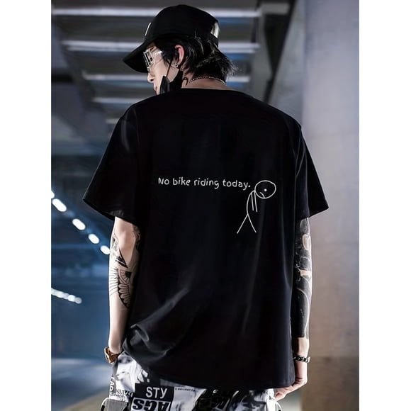 Men'S Plus Size No Bike Riding Today Graphic T Shirt Casual Summer Tee with Bicycle & Helmet Print