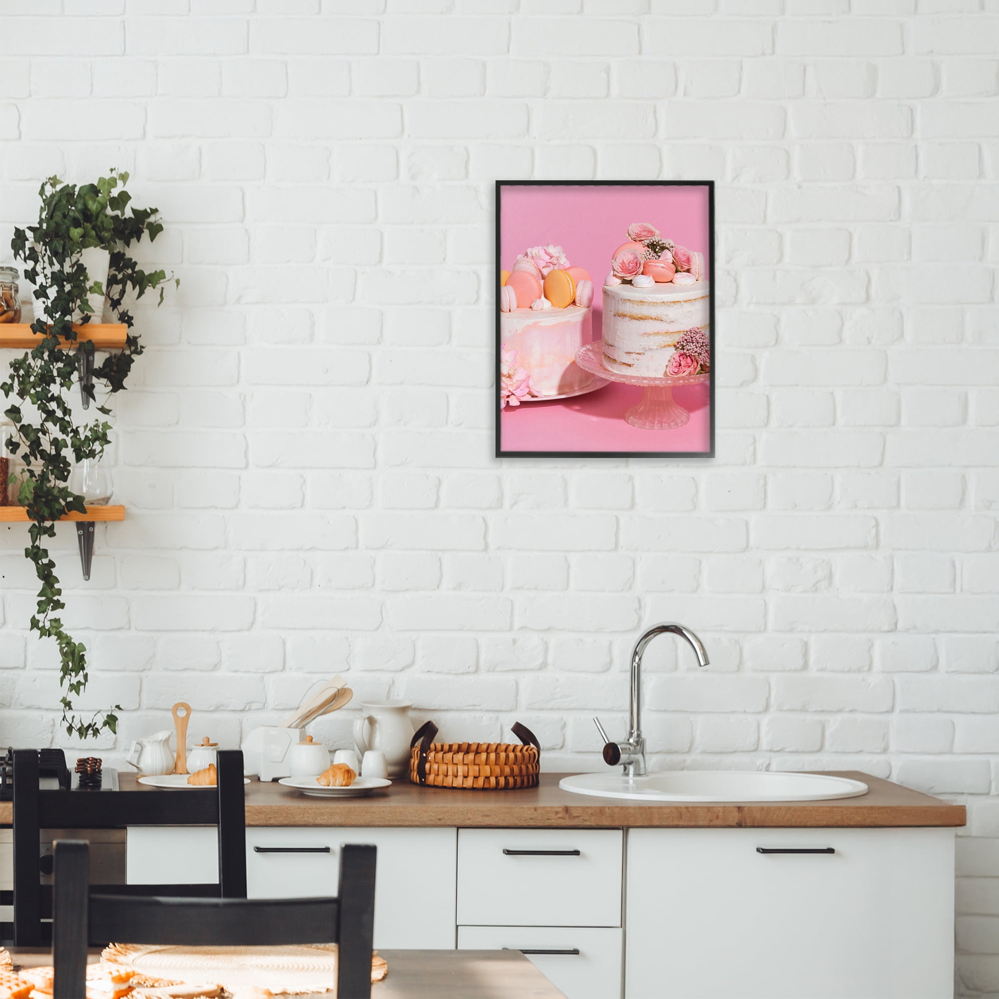 Stupell Industries Pink Pastel Macaroon Cakes Black Framed Giclee Art, design by LISH Creative