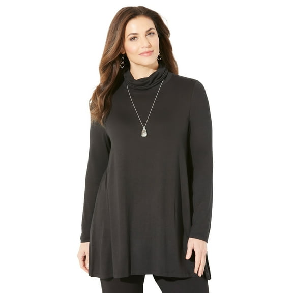 Catherines Women's Plus Size Anywear Turtleneck Swing Top