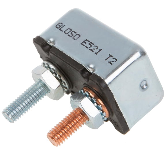 GLOSO E521 Stud Bolt Type Circuit Breaker, Modified Reset (T2), No Mounting Bracket, Metal, (8 Amp - Single pack)