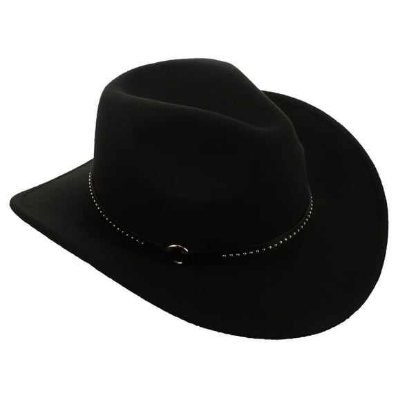 Milisten Unisex Cowboy Hat Wide Brim Chinlon Black 1Pcs Windproof Outdoor Events