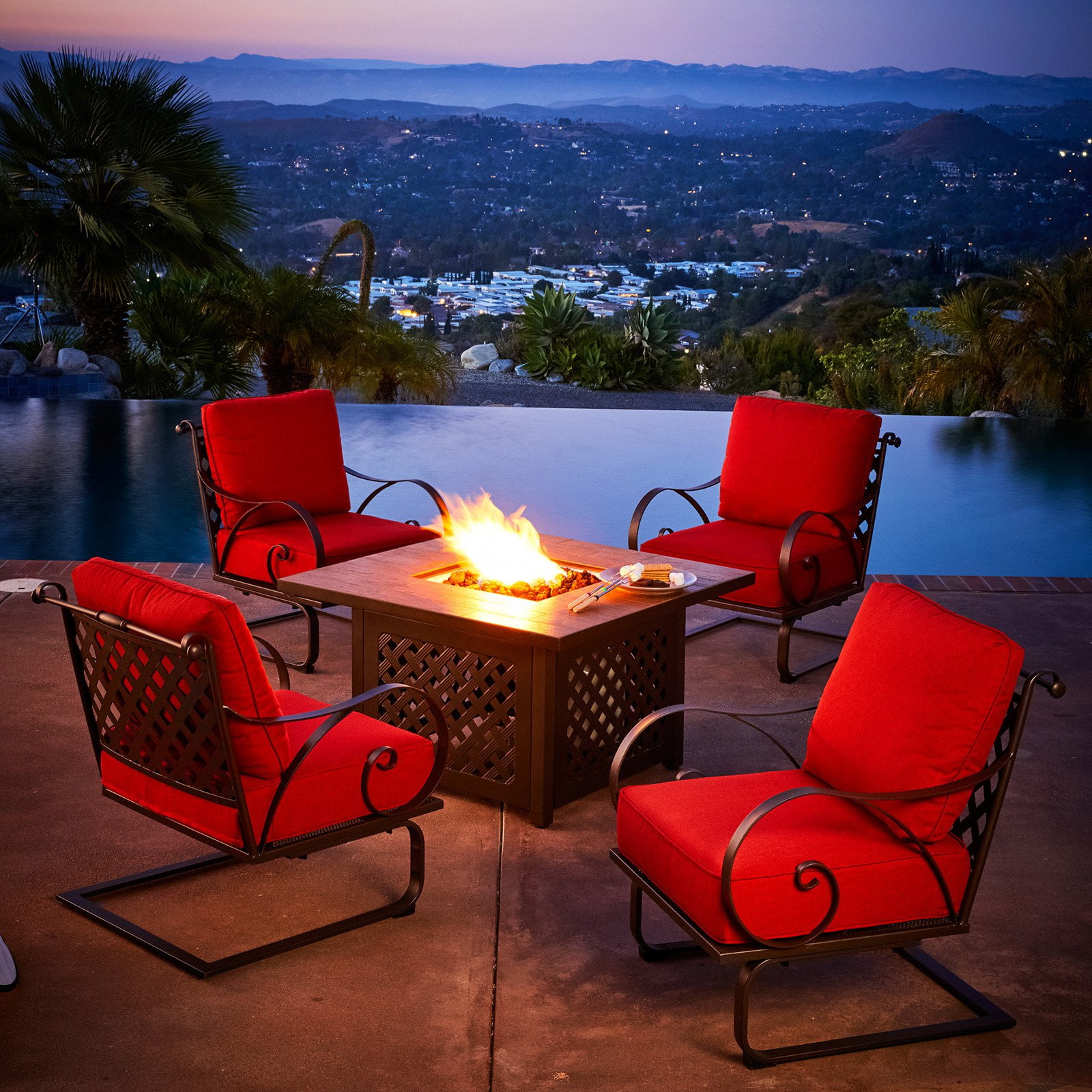 Royal Garden Sienna Aluminum 5 Piece Patio Fire Pit Set - Walmart.com