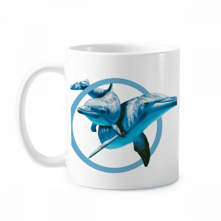 

Dolphin Mother-Child Circle Crossing Mug Pottery Cerac Coffee Porcelain Cup Tableware