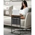 thumbnail image 4 of Evermagin C Shaped End Table with Charging Station Small Couch Side Table with Storage Bag Power Outlet and USB Sturdy Slide Under Sofa Table with Metal Frame for Living Room & Bedroom Rustic Brown, 4 of 5