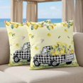 thumbnail image 5 of 26x26 Pillow Covers Set of 2, Summer Lemons Square Throw Pillow Covers for Couch/Sofa/Living Room, Rustic Black Plaid Truck Fruits Yellow Decorative Soft Pillowcases for Couch Throw Pillows, 5 of 9