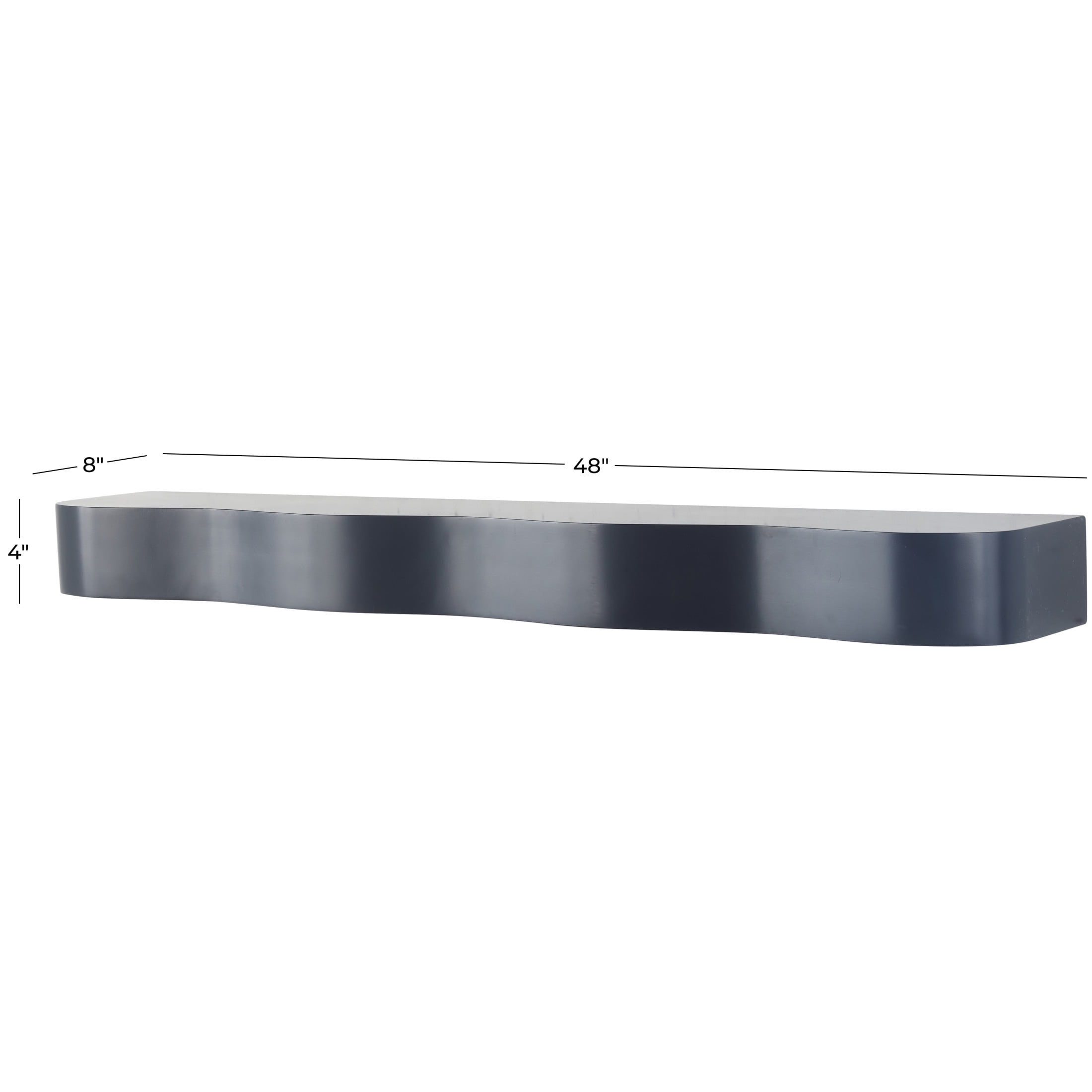 DecMode 48" x 8" Handmade 1-Tier Black Wall Shelf
