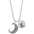 thumbnail image 1 of Delight Jewelry Silvertone Large Swirl Man in Moon Silvertone Script Initial Disc - L - Charm Necklace, 20"+3", 1 of 4