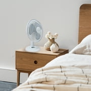 Comfort Zone 12 in. 3-Speed Oscillating Table or Desk Fan, White