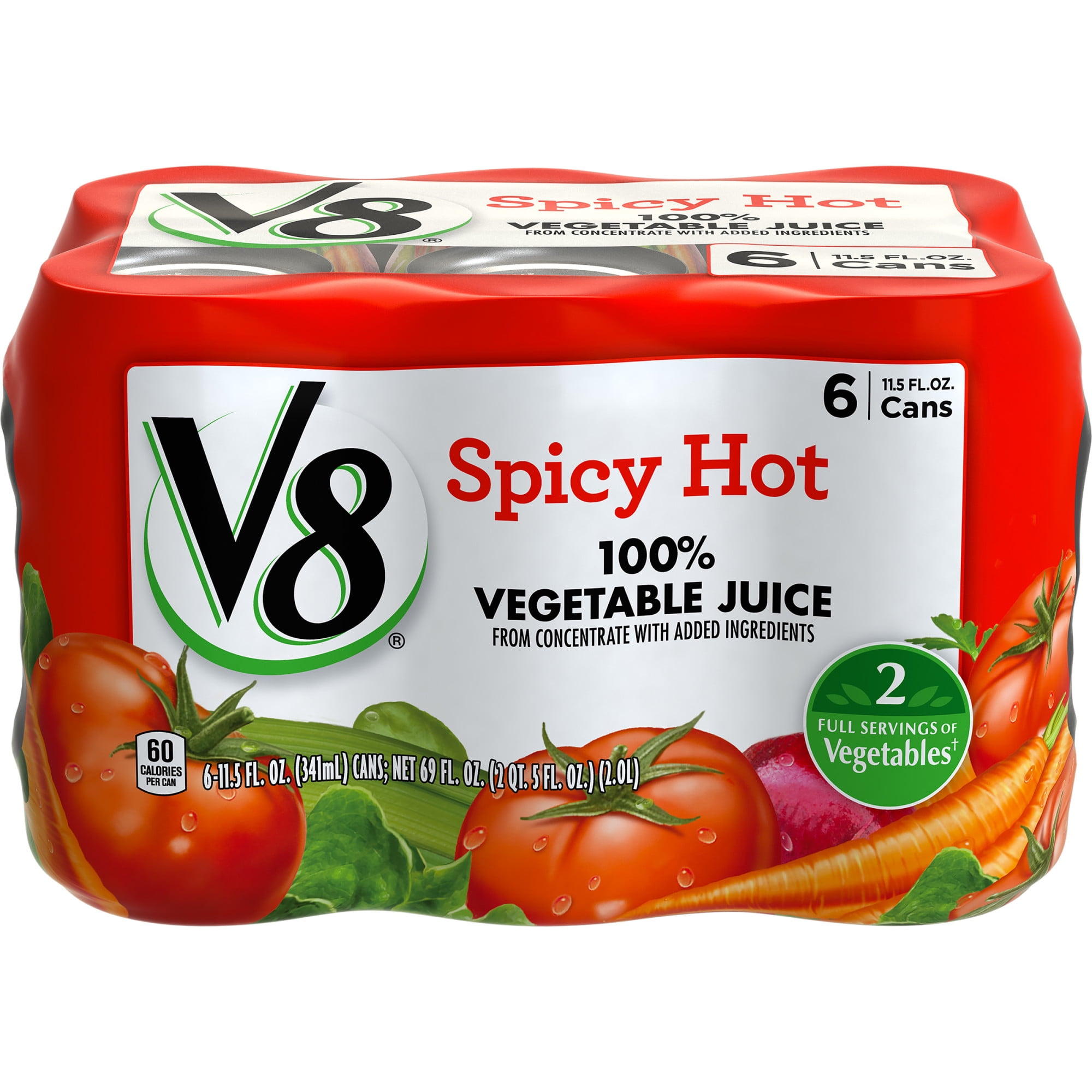 V8 Spicy Hot 100 Vegetable Juice, 11.5 oz. Can (Pack of 6) Walmart