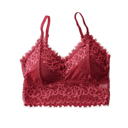 

Women s Bra Wire Free Lace Floral Thin Cup Sling Sports Bra Ladies Breathable Seamless Underwear