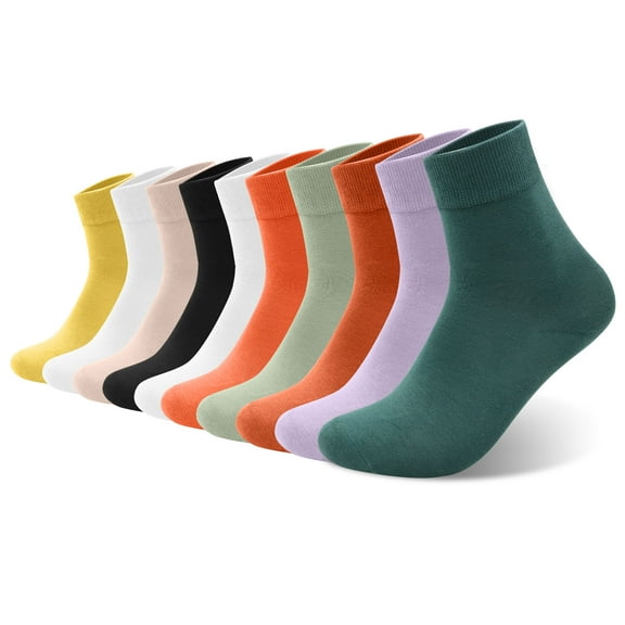 VEGCOO Cotton Mid-Calf Crew Socks 10 Pairs for Casual Athletic Daily Wear