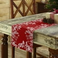 thumbnail image 4 of Red Christmas Table Runner, Floral Pine Leaf Xmas Balls Cotton Linen Tablecloth Holiday Farmhouse Table Decor for Home,Kitchen,Dining Room,Indoor,Outdoor,Small 13X36 Inches White Winter Holidays, 4 of 7