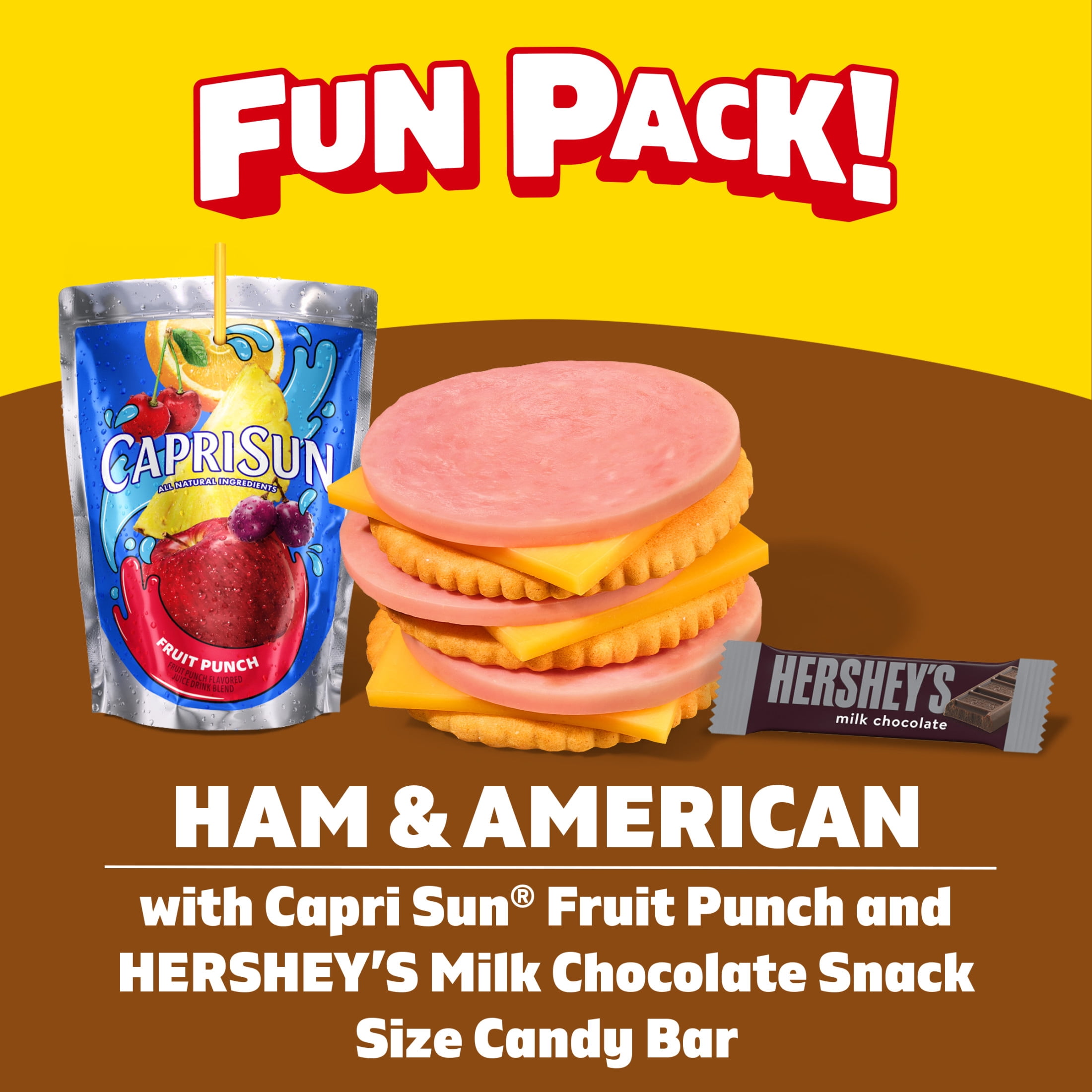 Lunchables Lunch Kit, for Kids Lunch, School Snacks, Ham & American with Capri Sun & Hershey's, 11g Protein Snacks, 8.8 oz