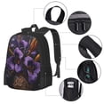 thumbnail image 3 of Balery Ornate Purple Floral Vase Backpack for Men and Women - Durable 600D Oxford Cloth -Large Capacity, Water-Resistant School, Travel, and Hiking Bag, 3 of 7