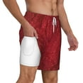 thumbnail image 2 of Kdxio Vintage Burgundy Print Men'S Swim Trunks With Compression Liner 7 Inch Inseam Quick Dry Swim Shorts, 2 of 7