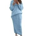 thumbnail image 4 of Utoimkio Women's Two Piece Cable Knitted Outfits Long Sleeve Crewneck Pullover Sweater & Maxi Bodycon Skirt Casual Winter Outfits Dress, 4 of 6