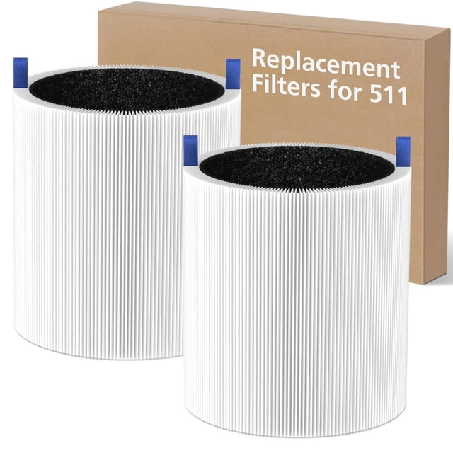Blue Pure 511 Replacement Filter Compatible with Blueair Blue Pure 511 Air Purifier, 2-in-1 511 HEPA Particle Filter and Activated Carbon Filter, 2 P