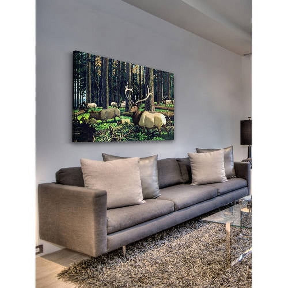 "Elk Herd" Painting Print on Wrapped Canvas