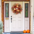thumbnail image 6 of 24 Inch Pumpkin and Dahlia Fall Wreath with Magnolia Leaves and Ferns for Outdoor Front Door Thanksgiving Harvest Decoration Wall Hanging, 6 of 6