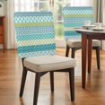 thumbnail image 3 of Geometric Bohemia Dining Chair Back Cover Only, Stripes Green Blue and Turquoise Set of 8 Chair Back Covers, Removable Washable for Dining Room, Banquet & Holiday Decoration, 3 of 9