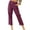 Wine, variant on Lindreshi Capris for Women Casual Summer Women Casual Color Pockets Buttons Elastic Waist Comfortable Straight Pants