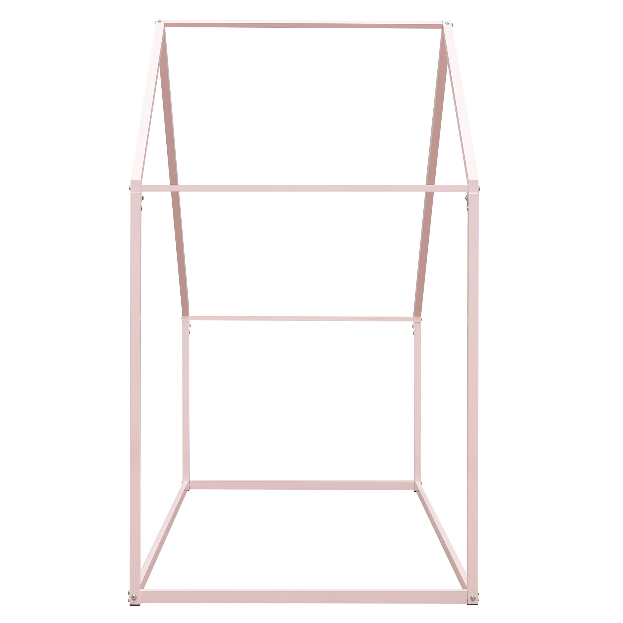 Gewnee Metal House Bed,Twin Size Platform Bed with Roof for Kids,Pink