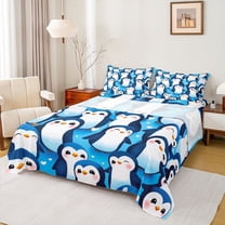 Castle Fairy Cute Penguin Twin Sheet Sets for Child Teens,Cartoon Animal Bedding