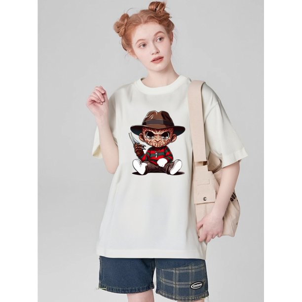 Vintage-Inspired Geometric Print T-Shirt for Women - Casual Crew Neck, Short Sleeve Top, Breathable Polyester, Machine Washable