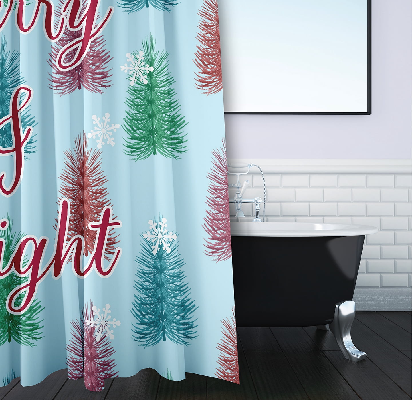 Simply Daisy 70" W x 73" L Merry and Bright Polyester Shower Curtain, Omar [1 Ct]
