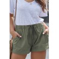 thumbnail image 1 of Women's Green Elastic Waist Drawstring Pocket Shorts, 1 of 8