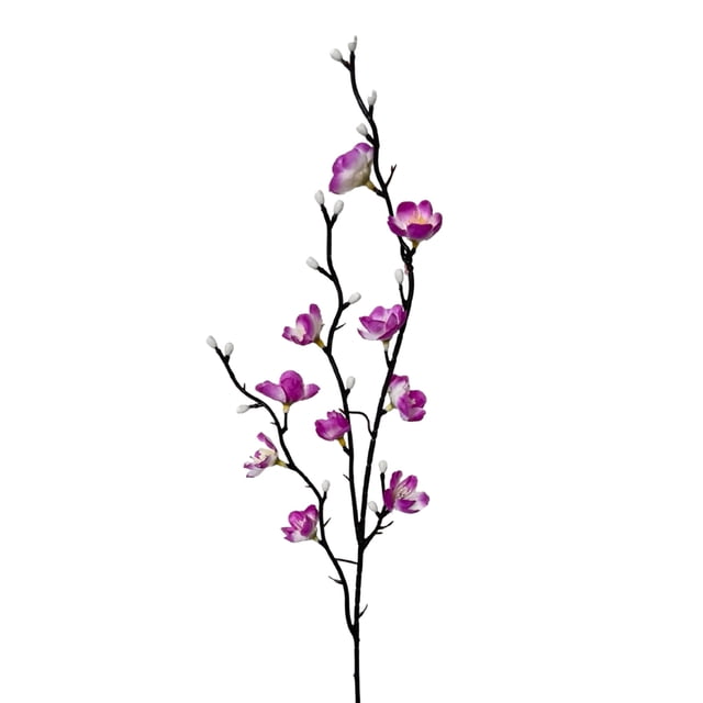 Rama de ciruelo artificial con tallos de flor de cerezo falsos de 53 cm de largo, flor de seda sintética para bodas, hogar, oficina, dormitorio, fiesta, centro de mesa.
