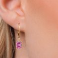 thumbnail image 3 of Gem Stone King 14K Yellow Gold Pink Moissanite Earrings for Women | 2.00 Cttw | Gemstone Birthstone | Octagon 7X5MM, 3 of 6
