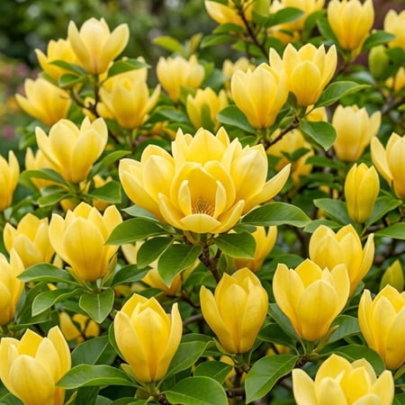 Set 2 Yellow Bird Magnolia Live Plant, Yellow Flowering Magnolia Tree, Ornamental Deciduous Tree, 6–12 Inch Tall, 2.5 Inch Pot