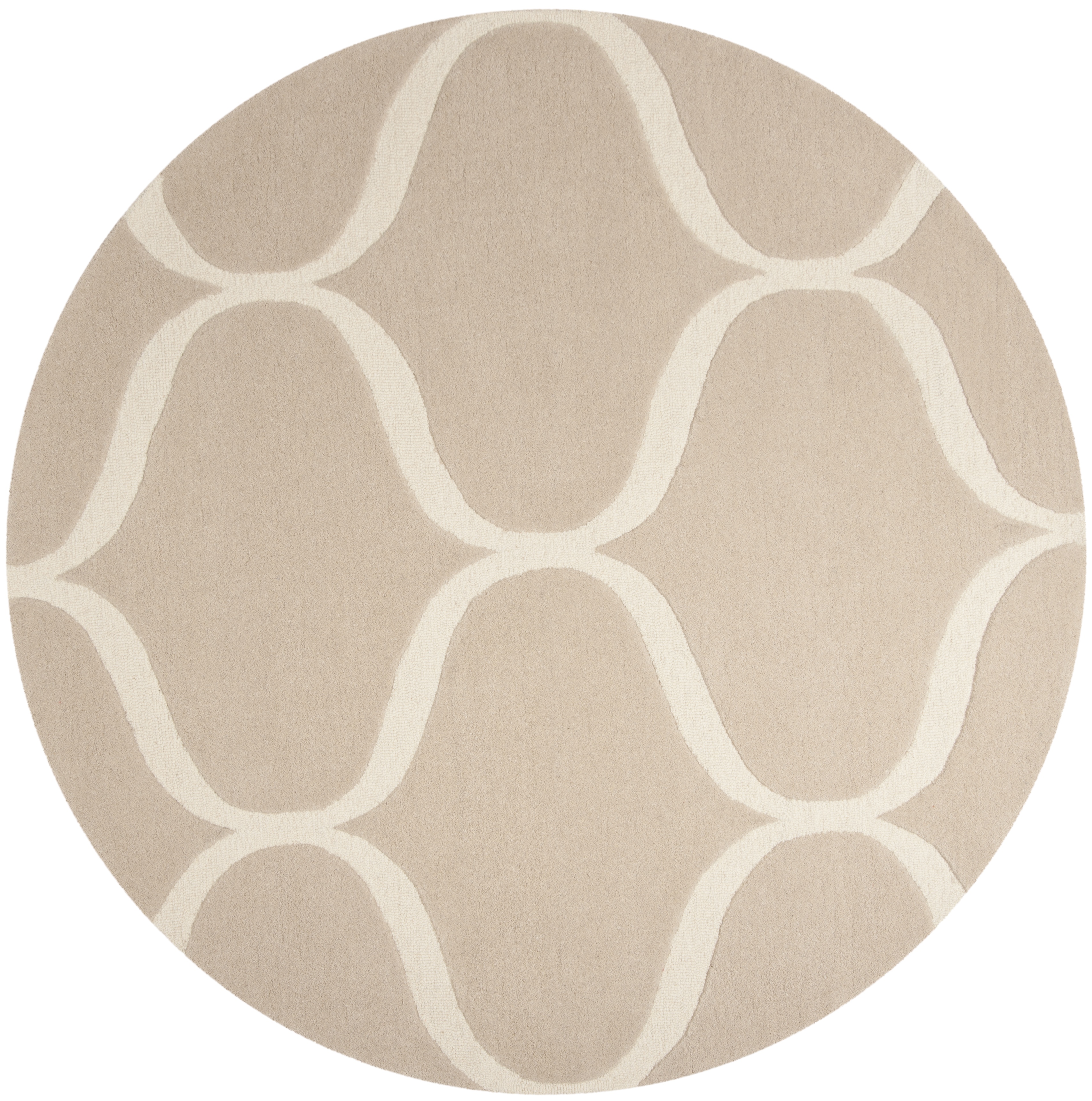 SAFAVIEH Cambridge Jared Geometric Wool Area Rug, Light Beige/Ivory, 6' x 6' Round