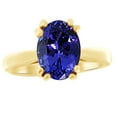 thumbnail image 2 of AFFY Oval Cut Simulated Blue Tanzanite Solitaire Engagement Wedding Ring In 14k Yellow Gold (3.3 cttw)With Ring Size:-12.5, 2 of 2