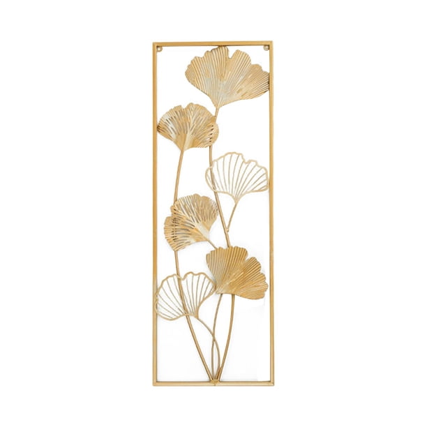 Arte de la pared de metal Decoración Escultura Fondo colgante modernos Hojas Arte de la pared Línea Dibujo Hoja Decoración de la pared para el Ginkgo biloba izquierda Gloria Escultura de pared