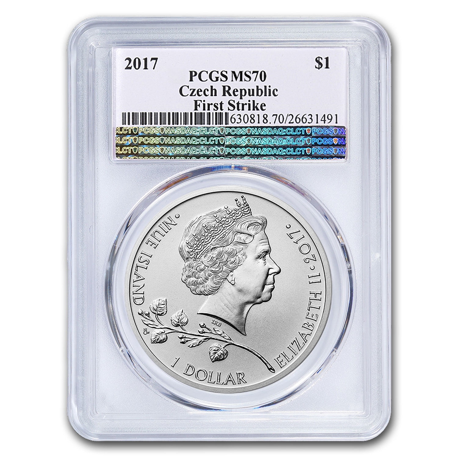 First Strike Coin 2017 Niue 1 oz Silver Czech Lion MS-70 PCGS