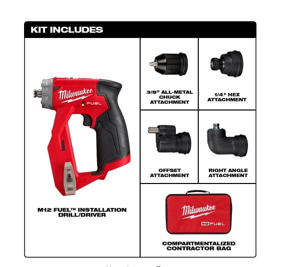 MILWAUKEE Cordless Drill/Driver Kit 12V DC, Interchangeable Chuck, 3/8