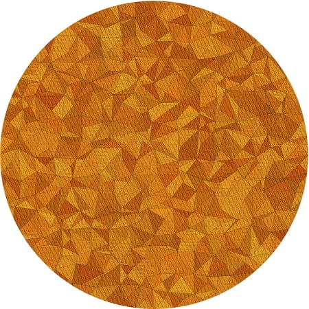 

Ahgly Company Indoor Round Patterned Neon Orange Area Rugs 6 Round
