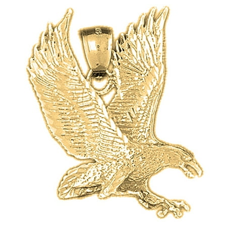 18K Yellow Gold Eagle Pendant - 36 mm