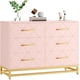 thumbnail image 3 of Rosa 6-cajón moderno wood cómoda con de anchura cajones y metal handles - almacenamiento chest para dormitorio, sala de estar, hallway, o entrada, 3 of 8