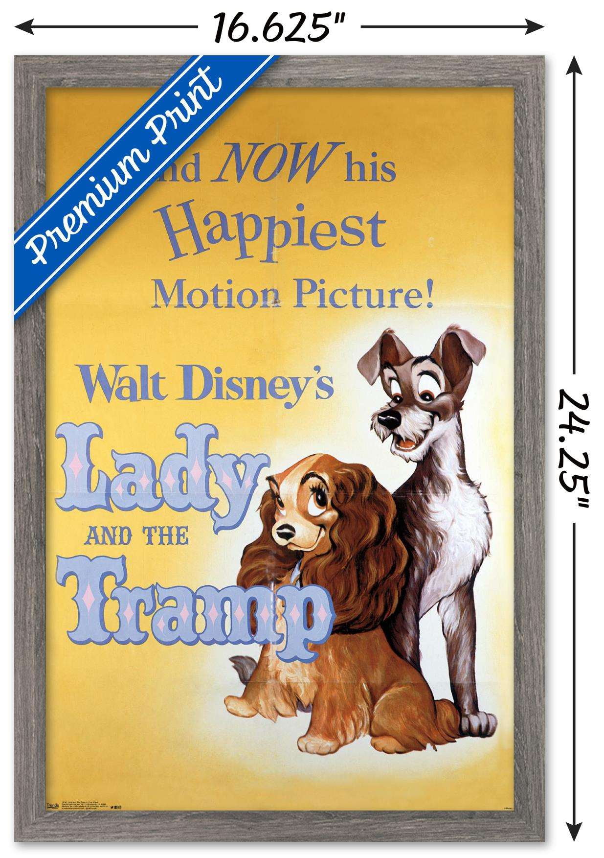 Disney Lady and The Tramp - One Sheet Wall Poster, 14.725" x 22.375", Framed