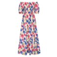 thumbnail image 3 of Robes Bohèmes à Fleurs pour Femmes, Épaules Dénudées, Fluides, Ligne A, Plage, Fête, Robe Maxi, Robes de Retour à la Maison, 3 of 7